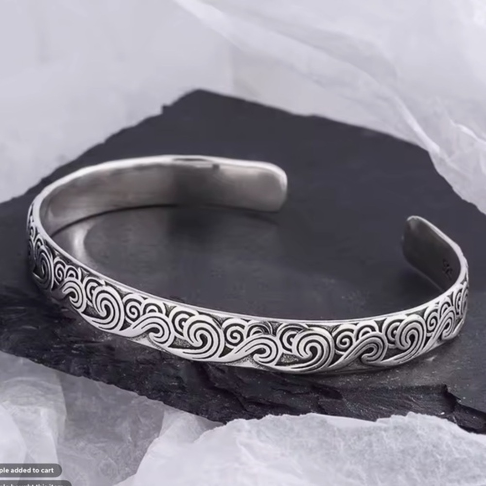 New .925 Stamped Waves Bracelet